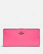 COACH®,SKINNY WALLET,Calf Leather,Mini,Brass/Confetti Pink,Front View