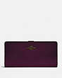 COACH®,SKINNY WALLET,Calf Leather,Mini,Brass/Plum,Front View