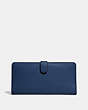 COACH®,SKINNY WALLET,Calf Leather,Mini,Brass/Deep Blue,Back View