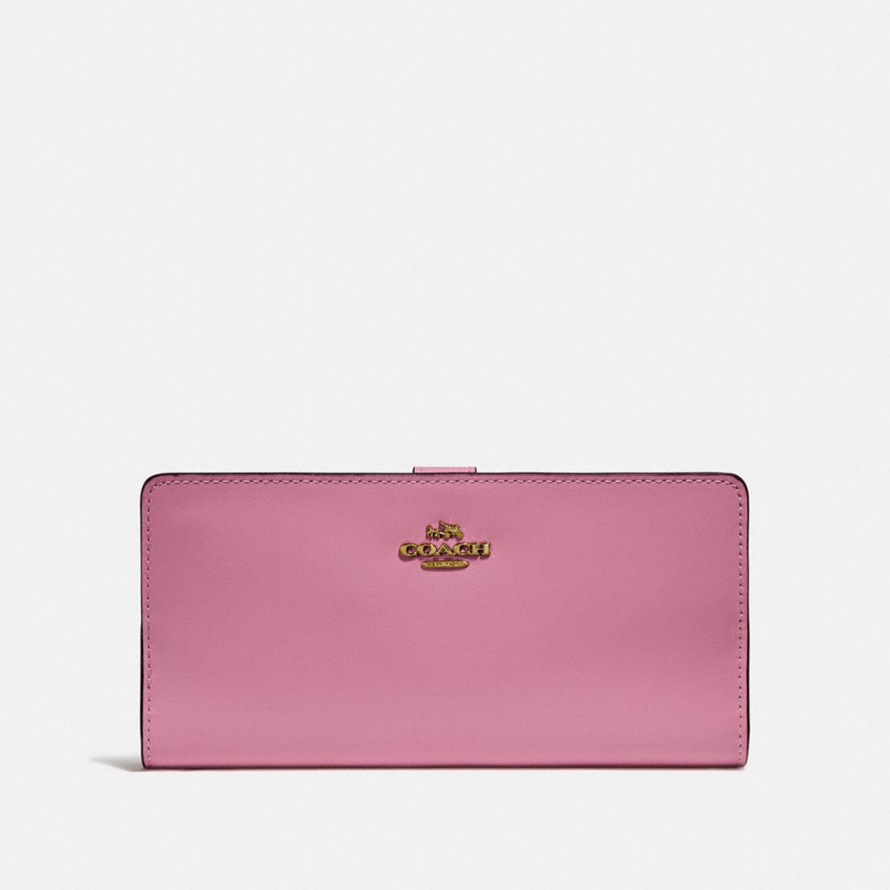 COACH®,SKINNY WALLET,Mini,Brass/Rose,Front View
