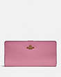 COACH®,SKINNY WALLET,Calf Leather,Mini,Brass/Rose,Front View