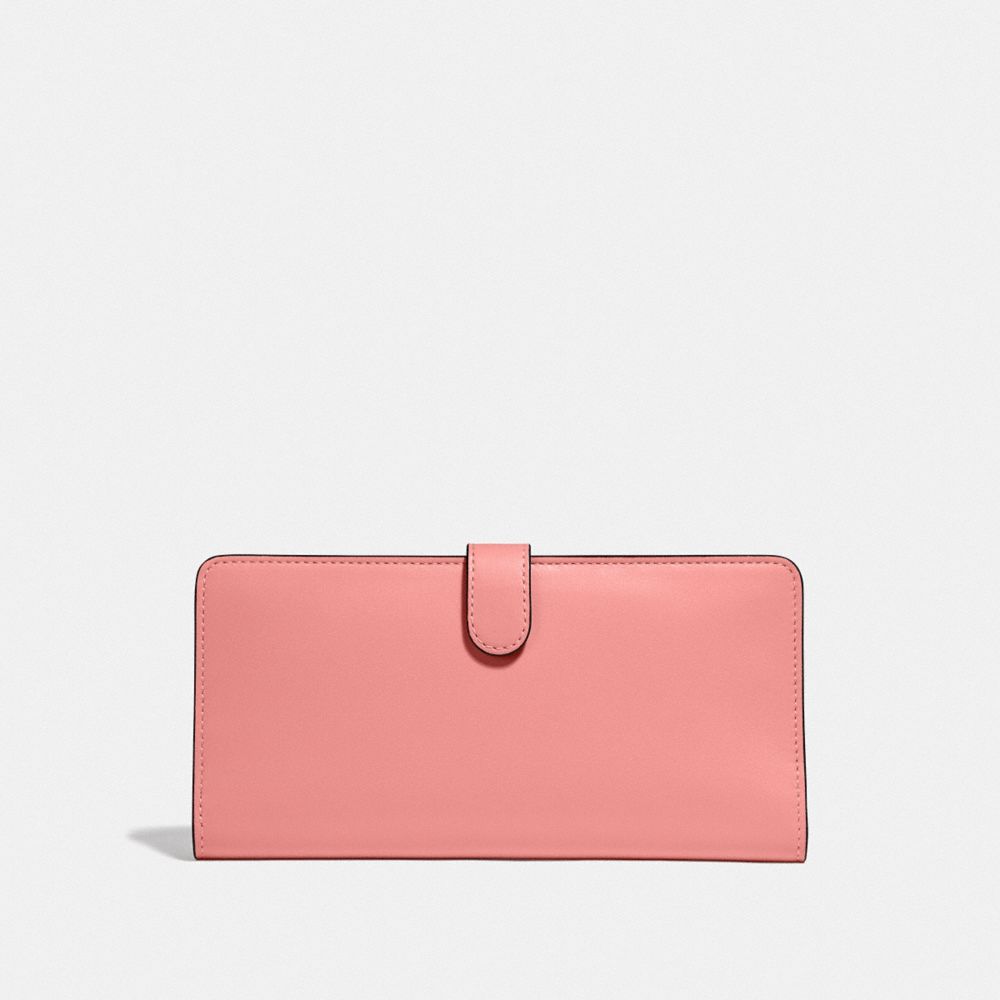 COACH®,SKINNY WALLET,Mini,Brass/Candy Pink,Back View