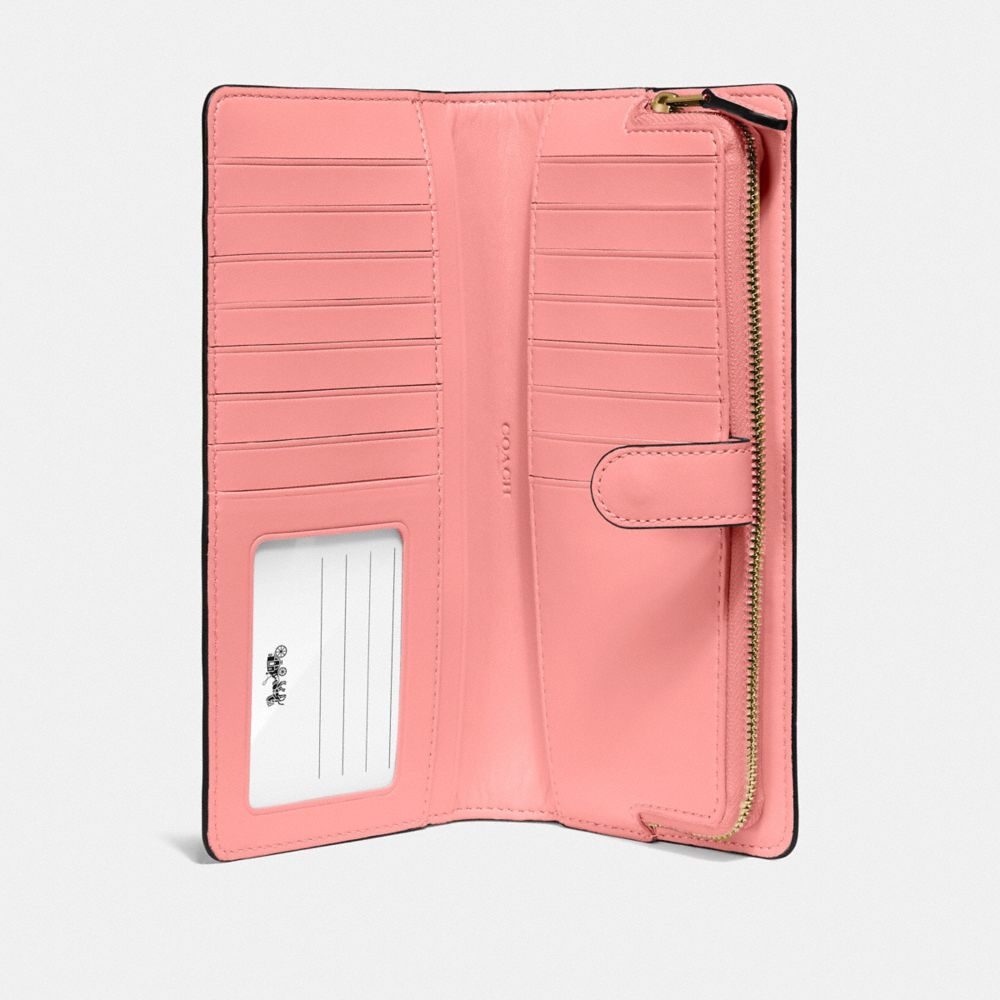 COACH®,SKINNY WALLET,Mini,Brass/Candy Pink,Inside View,Top View