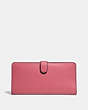 COACH®,SKINNY WALLET,Calf Leather,Mini,Brass/Red,Back View
