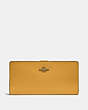 COACH®,SKINNY WALLET,Calf Leather,Mini,Brass/Buttercup,Front View