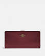 COACH®,SKINNY WALLET,Calf Leather,Mini,Brass/Wine,Front View
