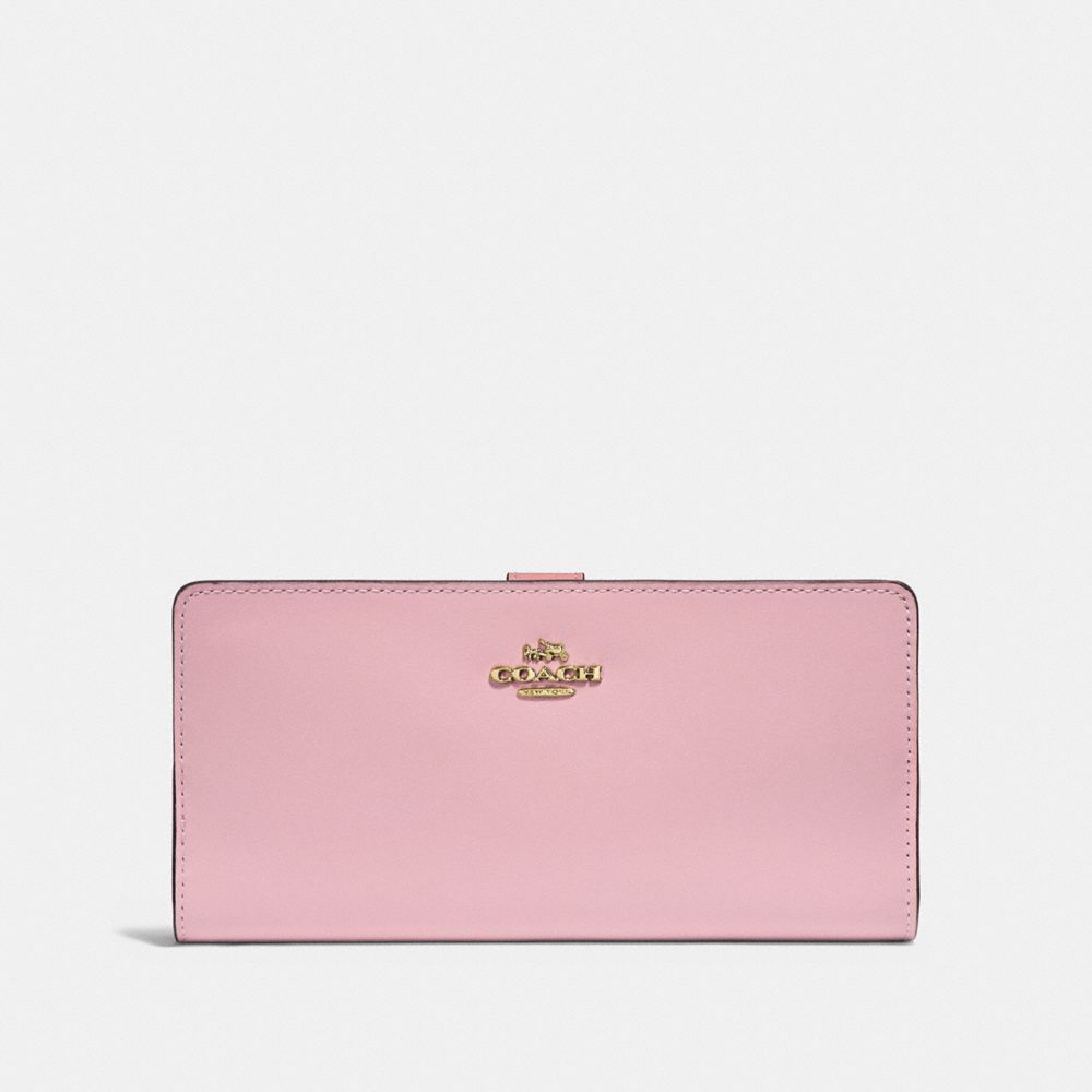 COACH®,SKINNY WALLET,Mini,Gold/Blossom,Front View
