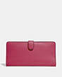COACH®,SKINNY WALLET,Mini,Gold/Bright Cherry,Back View