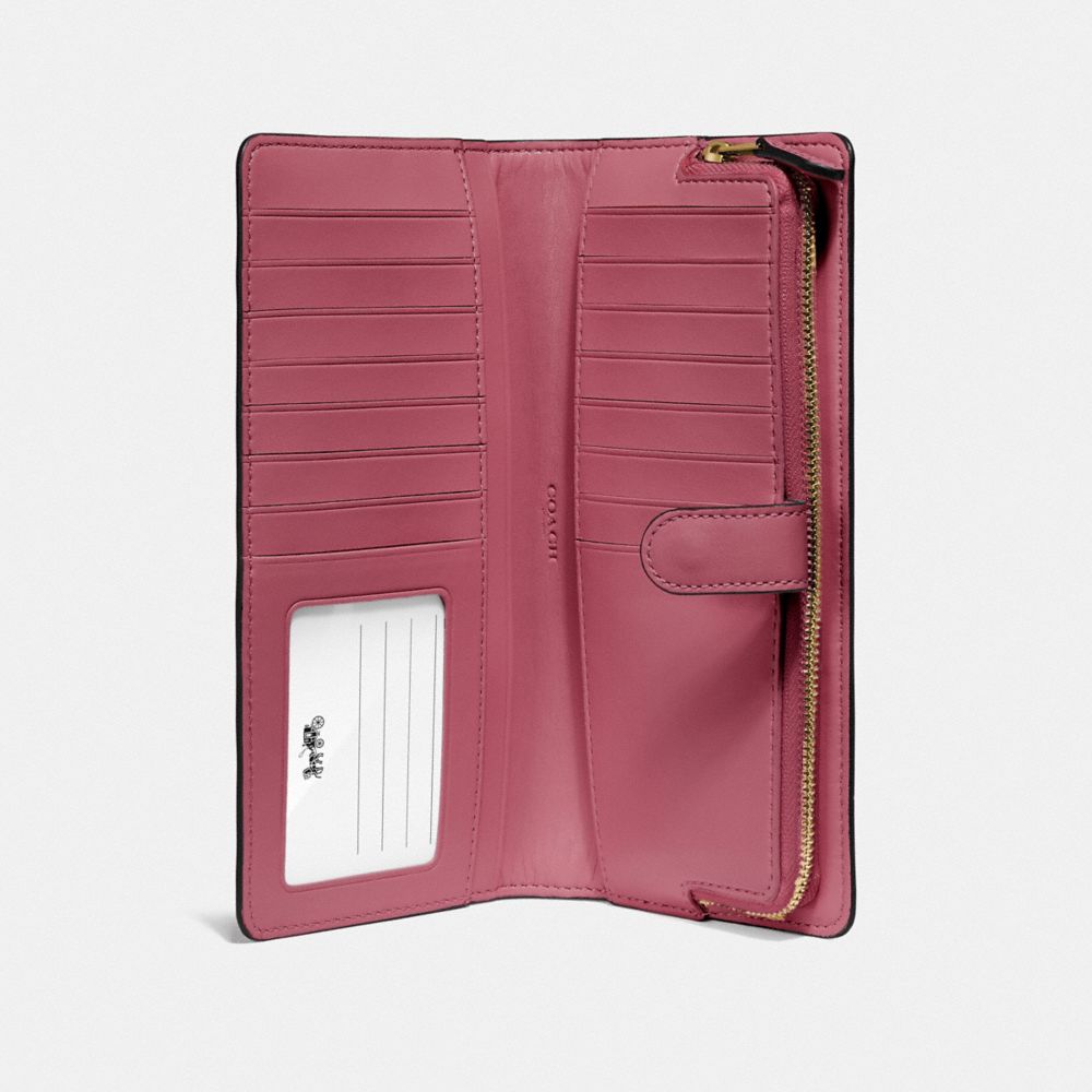 COACH®,SKINNY WALLET,Mini,Gold/Dusty Pink,Inside View,Top View