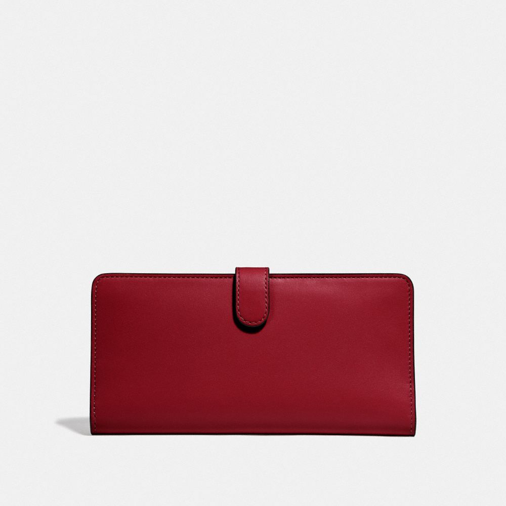 COACH®,SKINNY WALLET,Mini,Gold/Deep Red,Back View