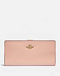 COACH®,SKINNY WALLET,Calf Leather,Mini,Gold/Beige,Front View