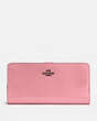 COACH®,SKINNY WALLET,Calf Leather,Mini,Gunmetal/True Pink,Front View