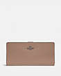 COACH®,SKINNY WALLET,Calf Leather,Mini,Light Antique Nickel/Taupe,Front View