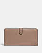COACH®,SKINNY WALLET,Calf Leather,Mini,Light Antique Nickel/Taupe,Back View