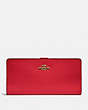 COACH®,SKINNY WALLET,Calf Leather,Mini,Jasper/Light Gold,Front View