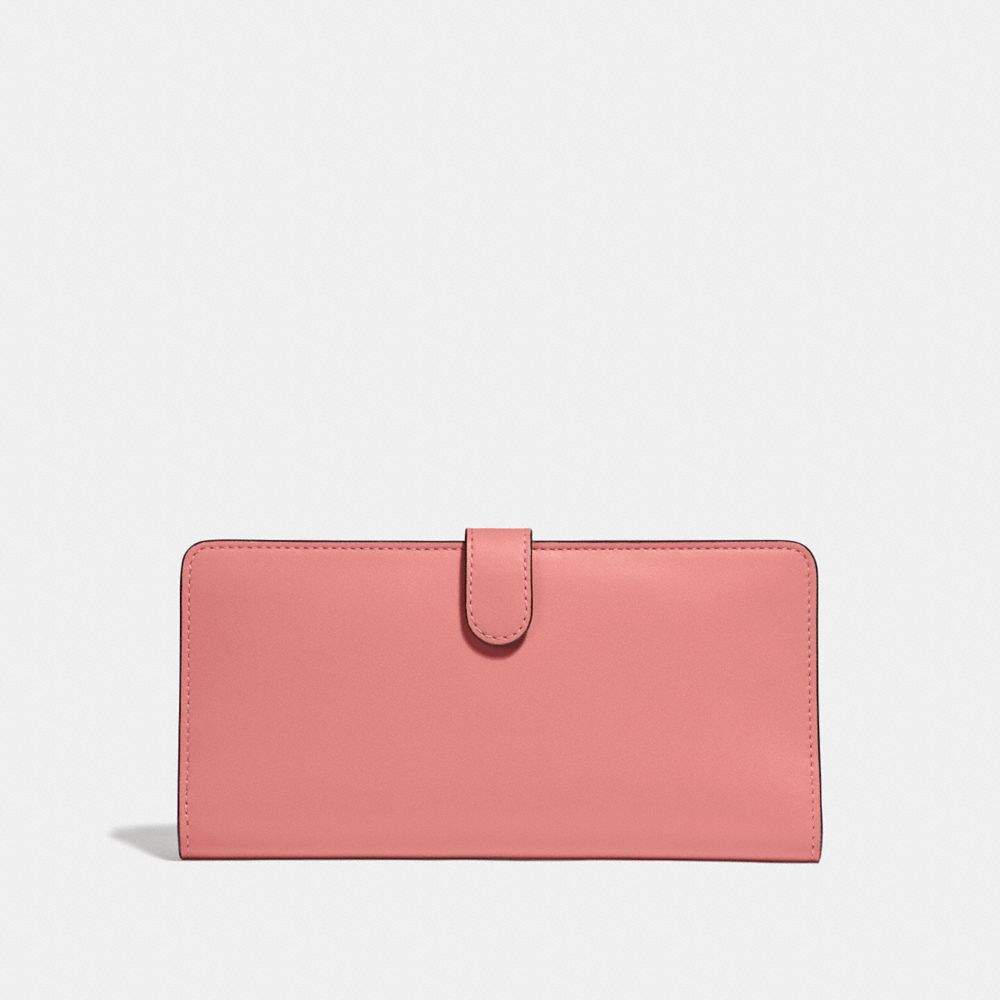 COACH®,SKINNY WALLET,Mini,Silver/Bright Coral,Back View