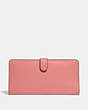 COACH®,SKINNY WALLET,Calf Leather,Mini,Silver/Bright Coral,Back View