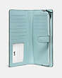 COACH®,SKINNY WALLET,Calf Leather,Mini,Silver/Light Turquoise,Inside View,Top View