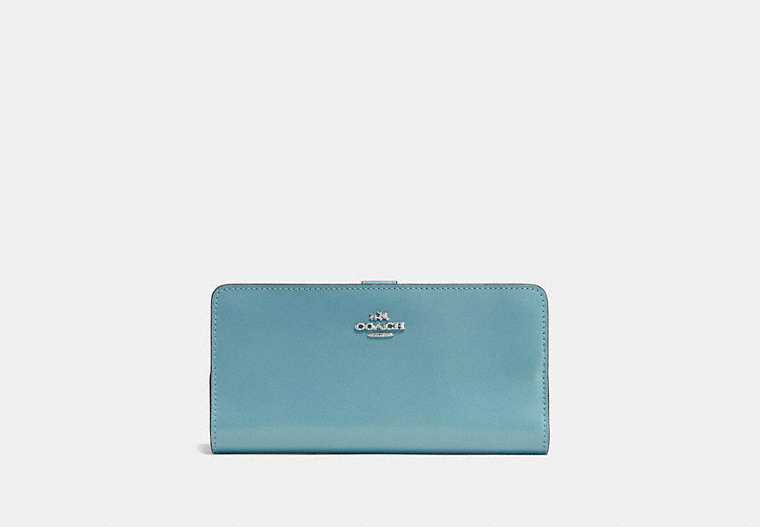COACH®,SKINNY WALLET,Calf Leather,Mini,Silver/Cloud,Front View