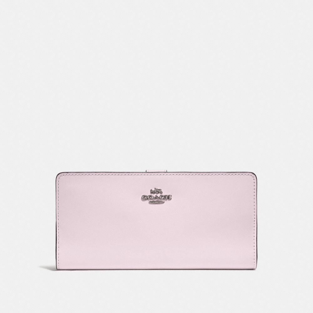 COACH®,SKINNY WALLET,Mini,Silver/Ice Pink,Front View