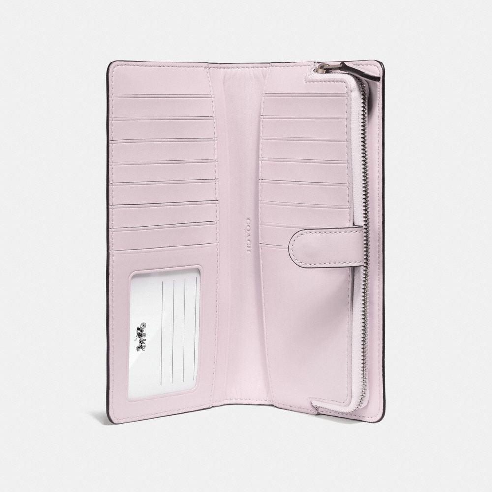 COACH®,SKINNY WALLET,Mini,Silver/Ice Pink,Inside View,Top View