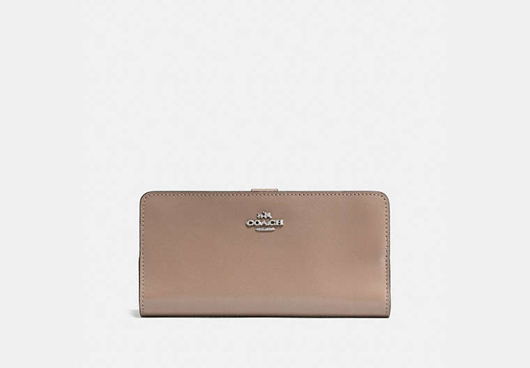 COACH®,SKINNY WALLET,Calf Leather,Mini,Silver/Stone,Front View