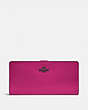 COACH®,SKINNY WALLET,Calf Leather,Mini,Pewter/Cerise,Front View