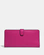 COACH®,SKINNY WALLET,Calf Leather,Mini,Pewter/Cerise,Back View