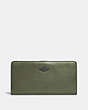 COACH®,SKINNY WALLET,Calf Leather,Mini,Pewter/Army Green,Front View