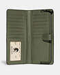 COACH®,SKINNY WALLET,Calf Leather,Mini,Pewter/Army Green,Inside View,Top View