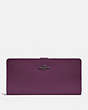 COACH®,SKINNY WALLET,Calf Leather,Mini,Pewter/Boysenberry,Front View