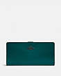 COACH®,SKINNY WALLET,Calf Leather,Mini,Pewter/Forest,Front View
