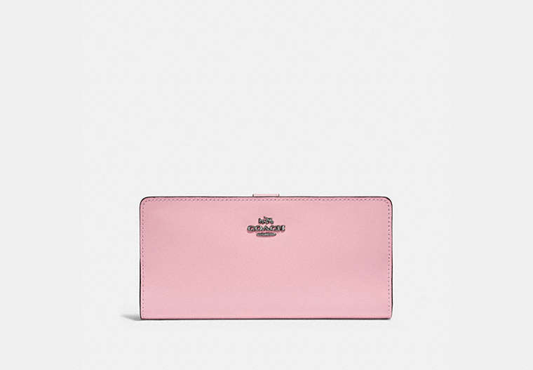 COACH®,SKINNY WALLET,Mini,Pewter/Aurora,Front View