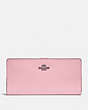COACH®,SKINNY WALLET,Calf Leather,Mini,Pewter/Aurora,Front View