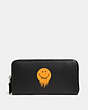 COACH®,ACCORDION WALLET IN GLOVETANNED LEATHER WITH GNARLY FACE PRINT,Leather,Black,Front View