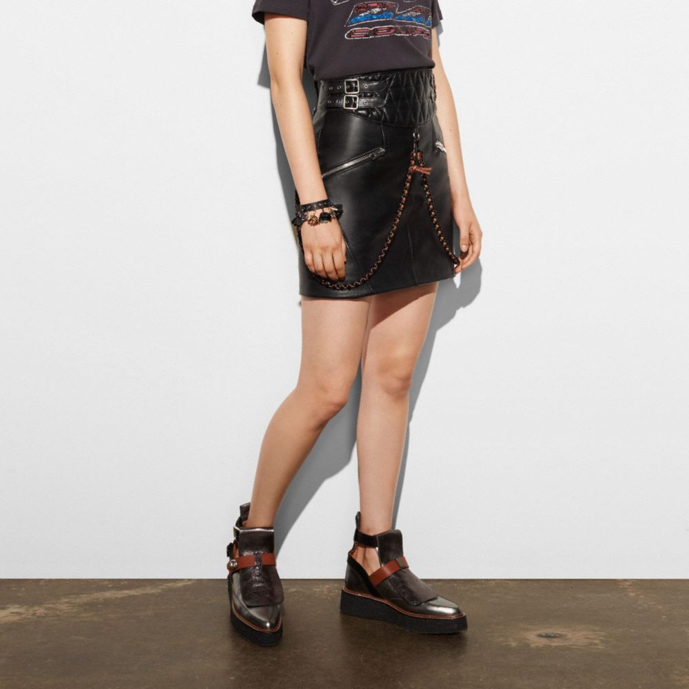 Belted Moto Skirt