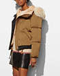 COACH®,PUFFER JACKET WITH SHEARLING,Synthetic,Bronze,Front View