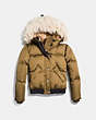 COACH®,PUFFER JACKET WITH SHEARLING,Synthetic,Bronze,Scale View