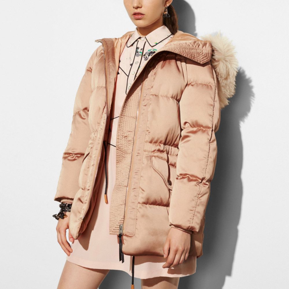 Coach down jacket with shearling sale collar