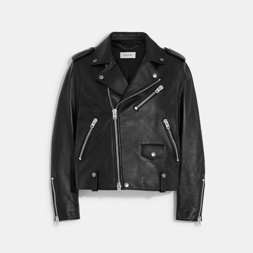 Used Black Chanel Vintage Black Beige Leather Jacket Shoulder
