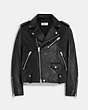COACH®,MOTO JACKET,Leather,Black,Front View