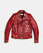 COACH®,MOTO JACKET,Leather,CARDINAL,Front View