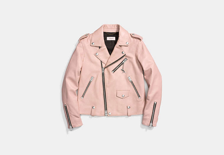 COACH®,MOTO JACKET,Leather,Powder Pink,Front View