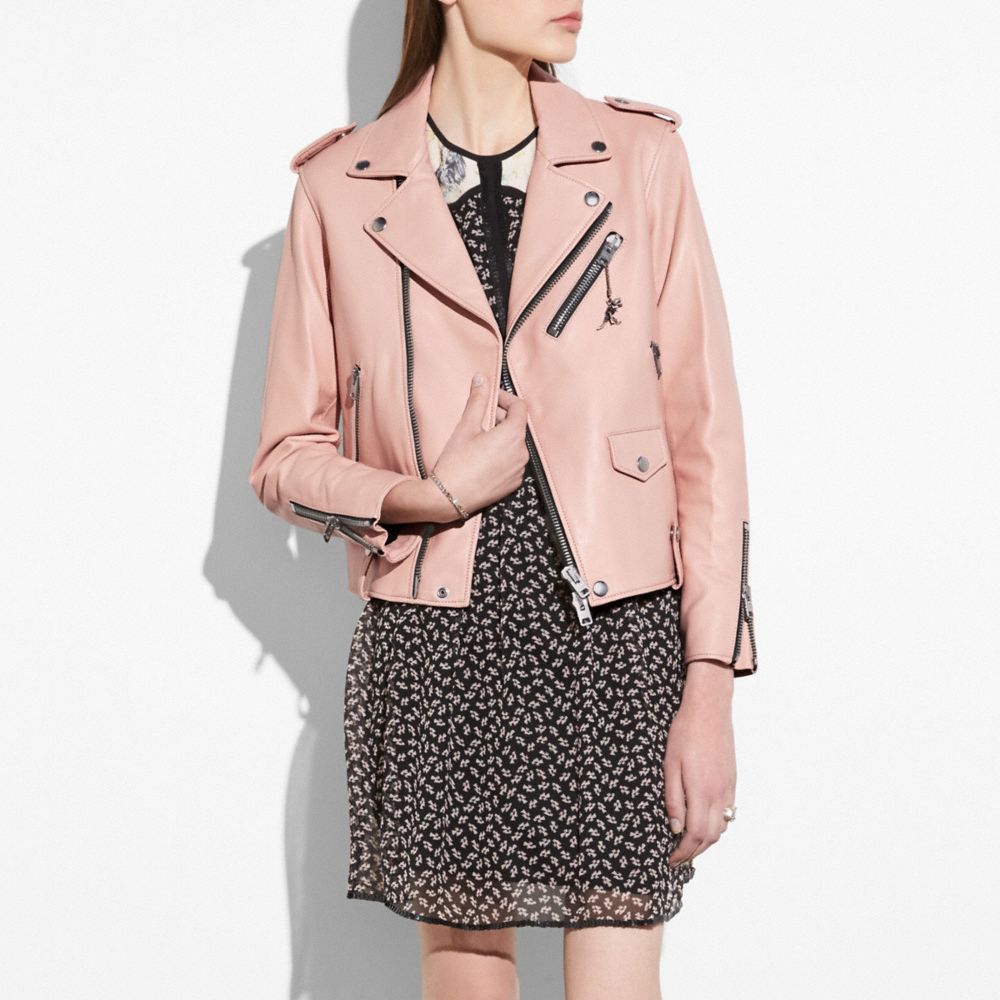 COACH®,MOTO JACKET,Leather,Powder Pink,Scale View