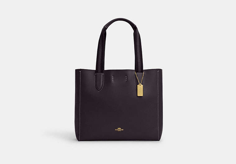 COACH®,DERBY TOTE,Pebbled Leather,Large,Everyday,Gold/Oxbld Metallic Cherry,Front View