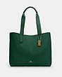 COACH®,DERBY TOTE,Pebbled Leather,Large,Everyday,Gold/KELLY GREEN,Front View