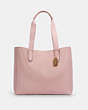 COACH®,DERBY TOTE,Pebbled Leather,Large,Everyday,Gold/Blossom Wine,Front View
