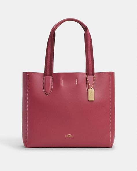 COACH®,DERBY TOTE,Pebbled Leather,Large,Everyday,Gold/Rouge,Front View
