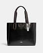 COACH®,DERBY TOTE,Pebbled Leather,Large,Everyday,Silver/Black,Front View