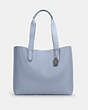 COACH®,DERBY TOTE BAG,Pebbled Leather,Large,Everyday,Silver/Mist,Front View